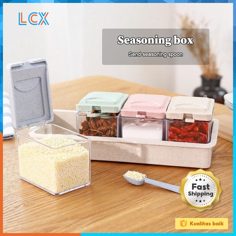 LCX TEMPAT BUMBU SEKAT 4IN1 KOTAK DAPUR GRID WADAH SERBAGUNA 4 IN 1 ISI 4 SLOT BOX RAK SNACK ON VS-38