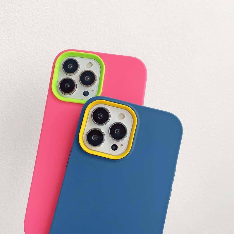 3 in 1 Soft Case Silikon Cair Tahan Benturan Cover Proteksi Lensa Belakang iPhone 11 12 13 Pro Max