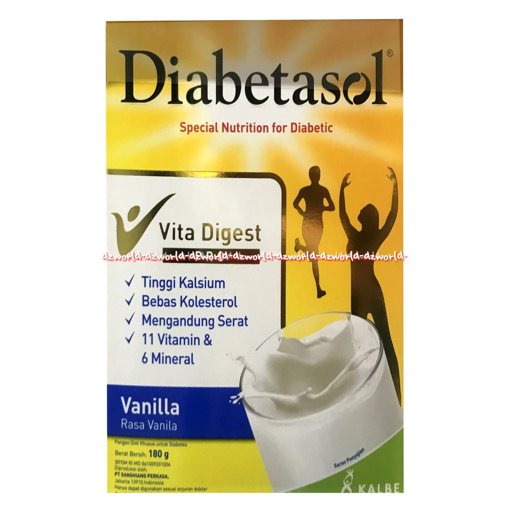 Diabetasol Vita Digest Pro 180gr Susu untuk Diabetes Rasa Vanilla Coklat Cappuccino