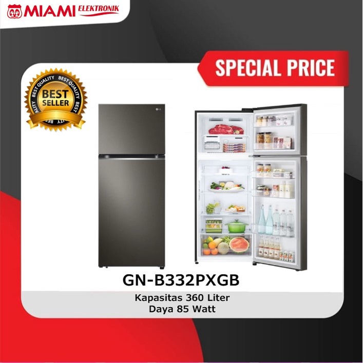 LG Lemari Es GN-B332PXGB / Kulkas 2 Pintu GNB332PXGB 360 Liter LINEAR Cooling dan Smart Inverter Compressor Smart Diagnosis