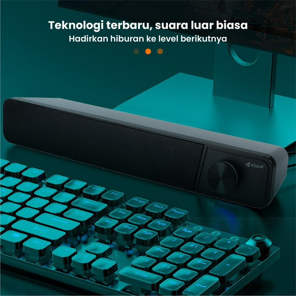 Speaker Gaming Komputer / Laptop Design Long Strip LED Kisonli i-560 Bass Speaker