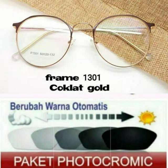 Frame Kacamata Wanita Trendy Terbaru 1301 Minus Anti UV Plus Anti Radiasi PHOTOCROMIC