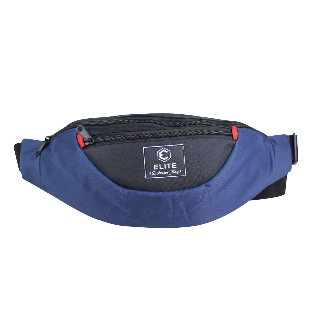 Waistbag Keren Tas Cowok Kekinian Warna Hitam List Navy Berkualitas TERMURAH Selempang Cowok Bagus