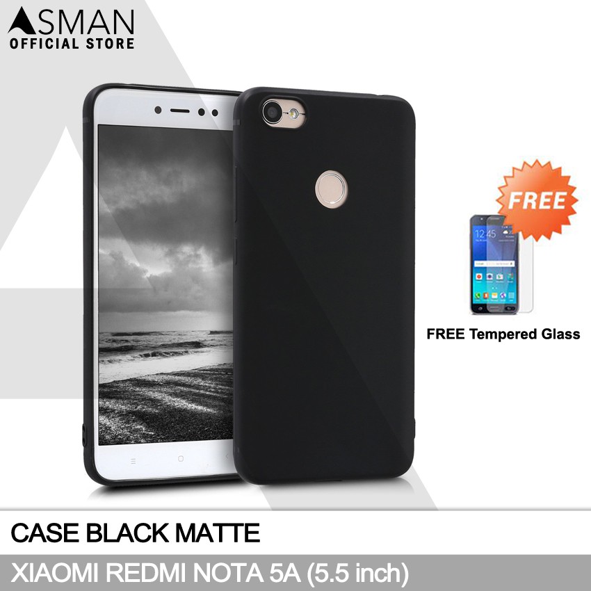 Ultraslim Xiaomi Redmi Note 5A (5.5&quot;) | Soft Case Black Matte + FREE Tempered Glass