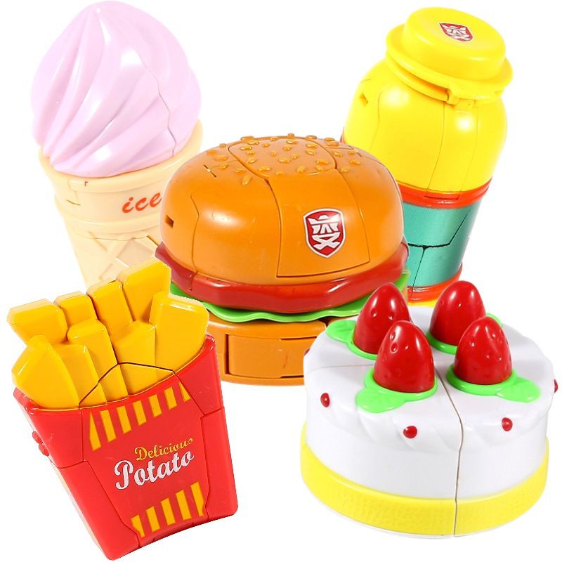 Food Deformation Toy Robot Simulation Fries Burger Ice Cream Children Mini Toys