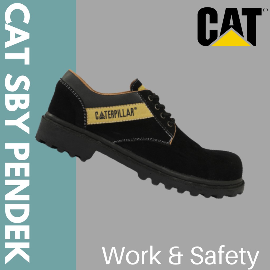 PROMO!! Sepatu Pria Caterpillar Sby Suede Hitam Low Boots Ujung Besi Safety Kerja Hiking Gunung