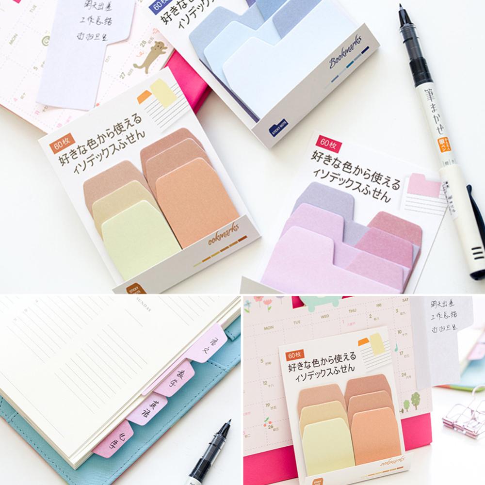 Timekey 60 Lembar / set Sticky Notes Warna Gradasi Gaya Korea E5T7