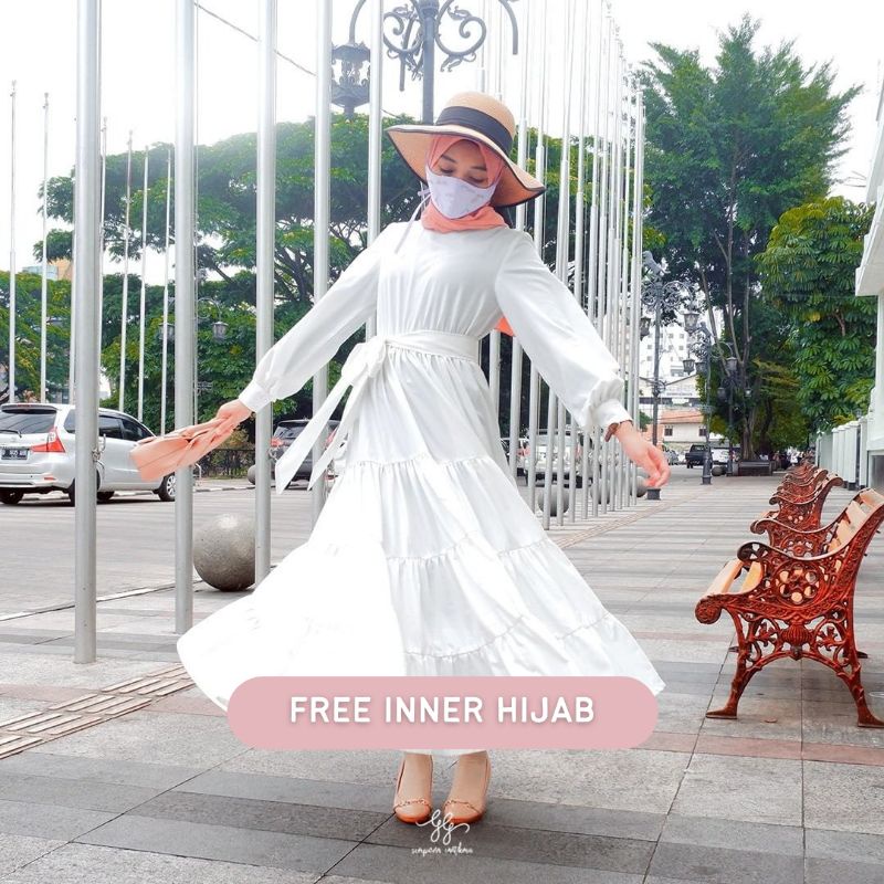 CALULA DRESS BYGIAGIO gaun kondangan dress akad simple gaun wedding pernikahan baju muslim putih dress lamaran elegan pakaian wanita pesta elegan fashion korea dres lebaran cantik anggun mewah nyaman gaun vintage fashion dress bahan katun toyobo adem