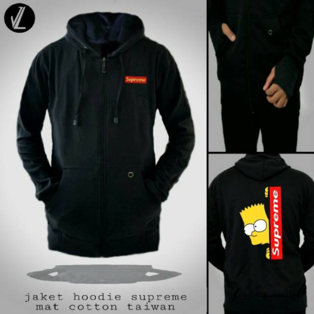 PROMO jaket sweater hoodie pria supreme simpson hitam LARIS