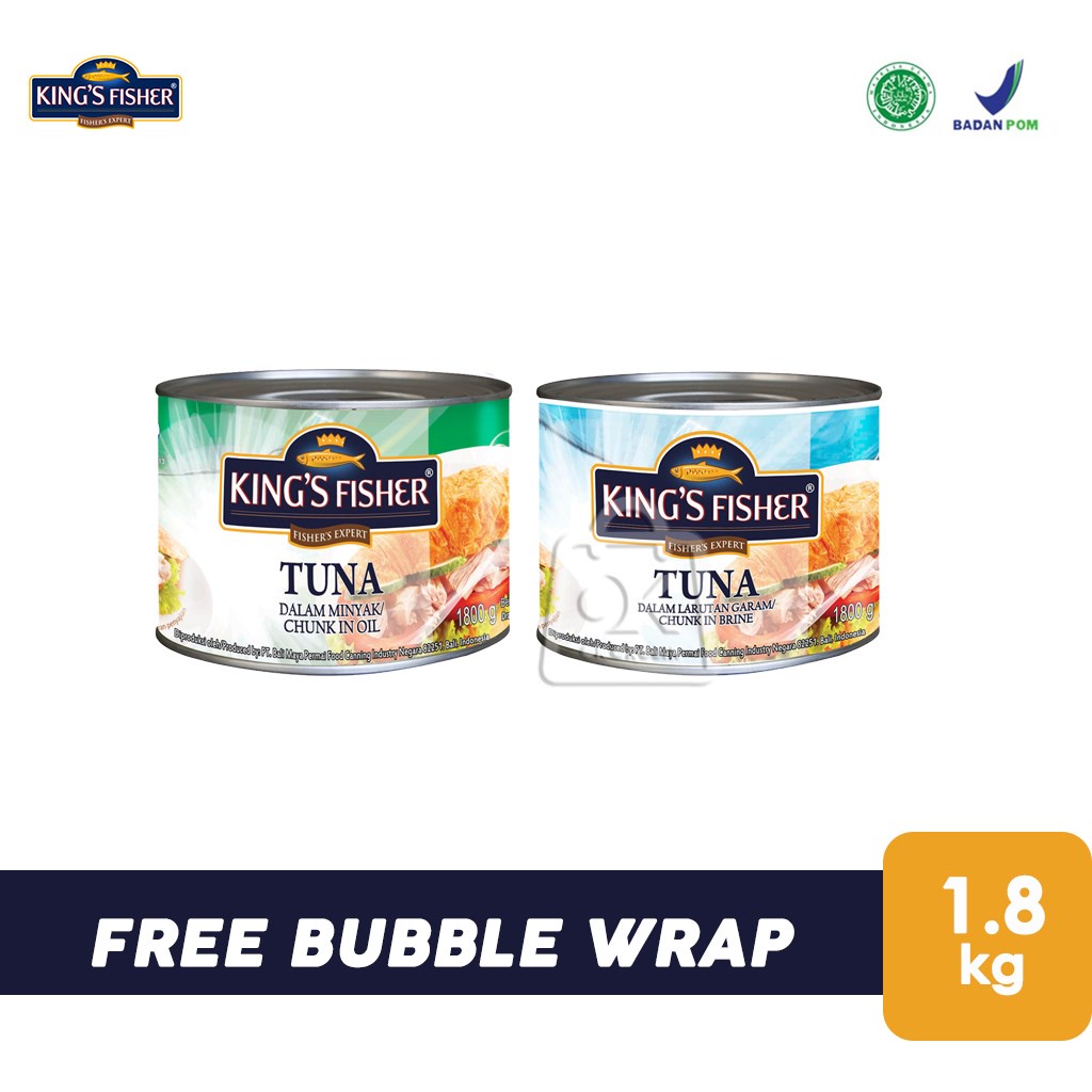 

King's Fisher Tuna dalam Air Garam / Tuna in Brine / Tuna in Oil Daging Tuna Makanan Kaleng (1.8kg)