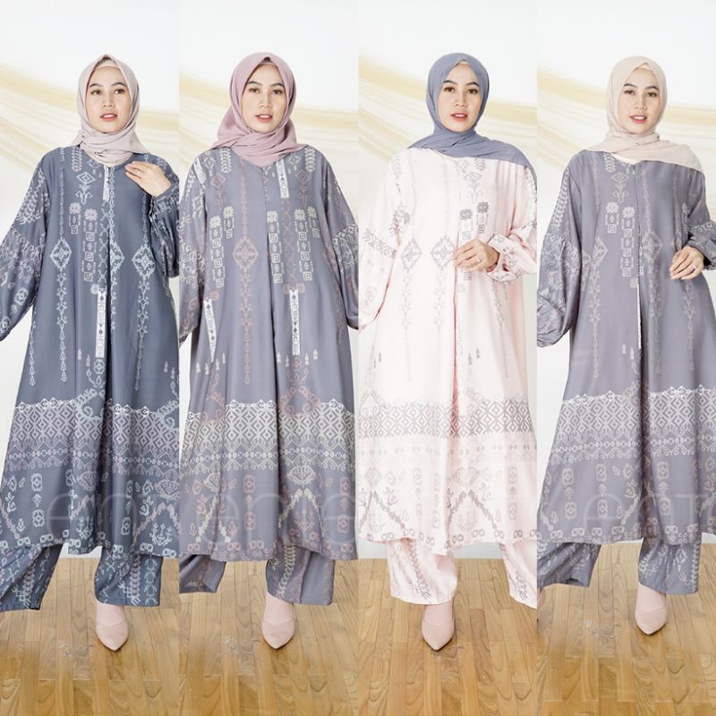 Alanis One Set Original Enter Setelan Long Tunik Jumbo Maxmara Lux SetCel LD 140 Busui Friendly