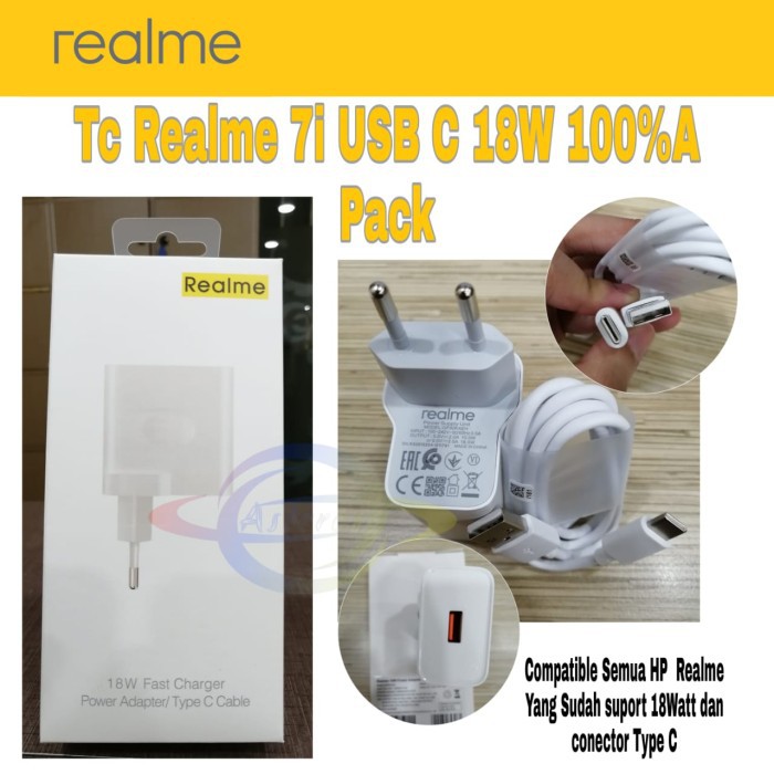 Fat Charger Realme 7i fast Charging 18W Original