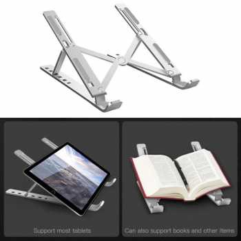 Stand Laptop Macbook Notebook Tablet IPAD Mac Dudukan Lipat Bahan Aluminium Foldable Adjustable 6 Height / Holder Peninggi Penyangga Laptop Universal Portable Foldable Invisible Berkualitas Kuat Tahan Panas Nyaman Penopang Laptop Lipat Standing Murah