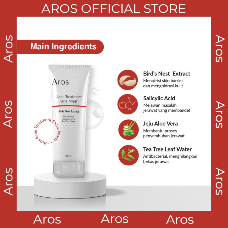 AROS Facial Wash 100ml Bird Nest Extract Skincare 100% Original BPOM