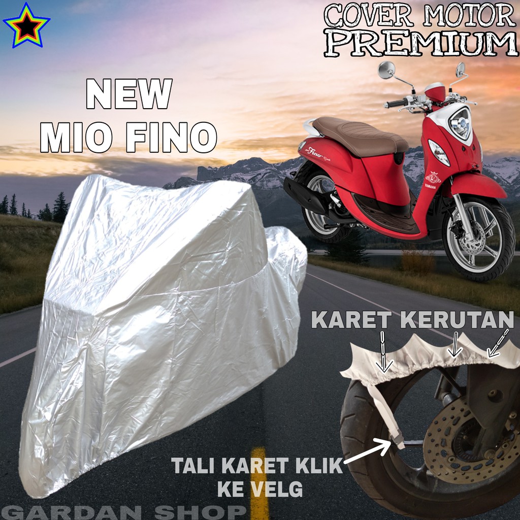 Sarung Motor NEW MIO FINO SILVER POLOS Body Cover Penutup Motor Mio Fino PREMIUM