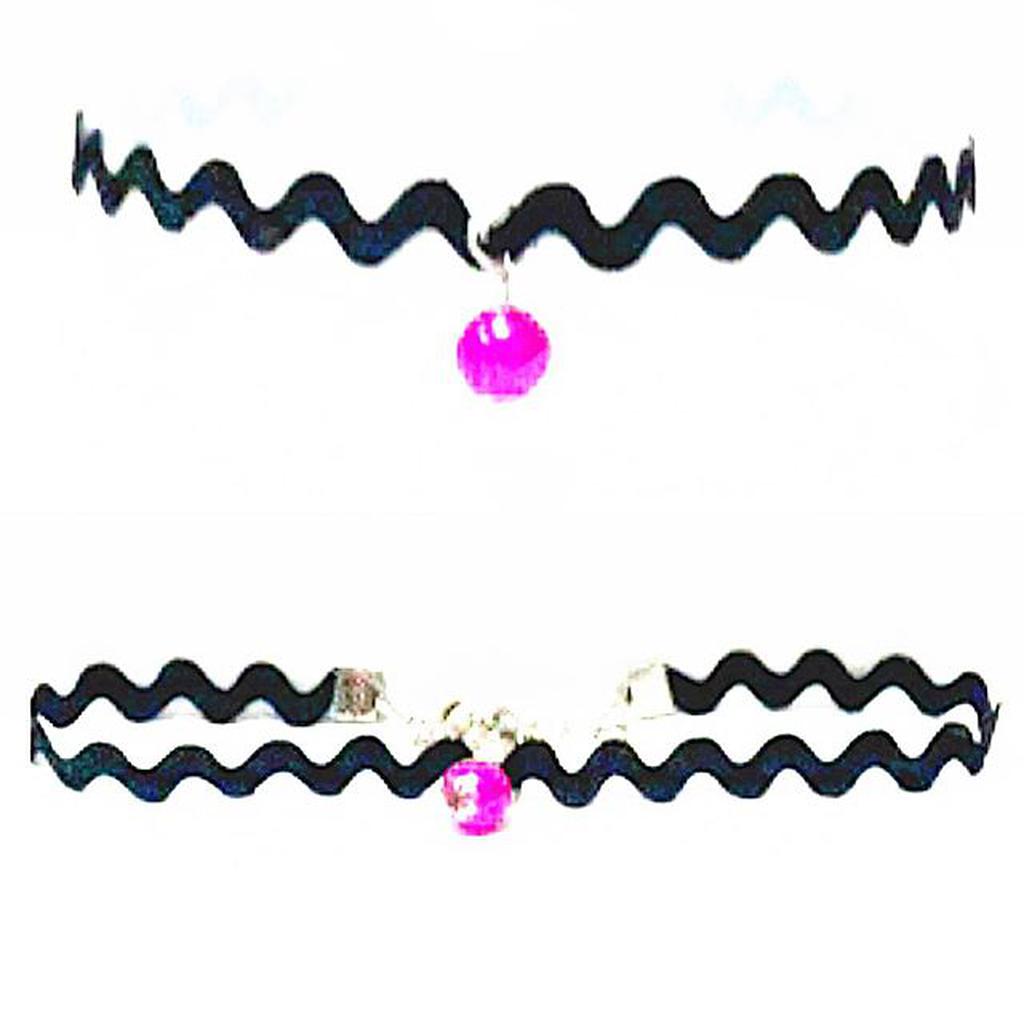 Zigzag Choker Necklace Hot Pink Pearl | Kalung Handmade