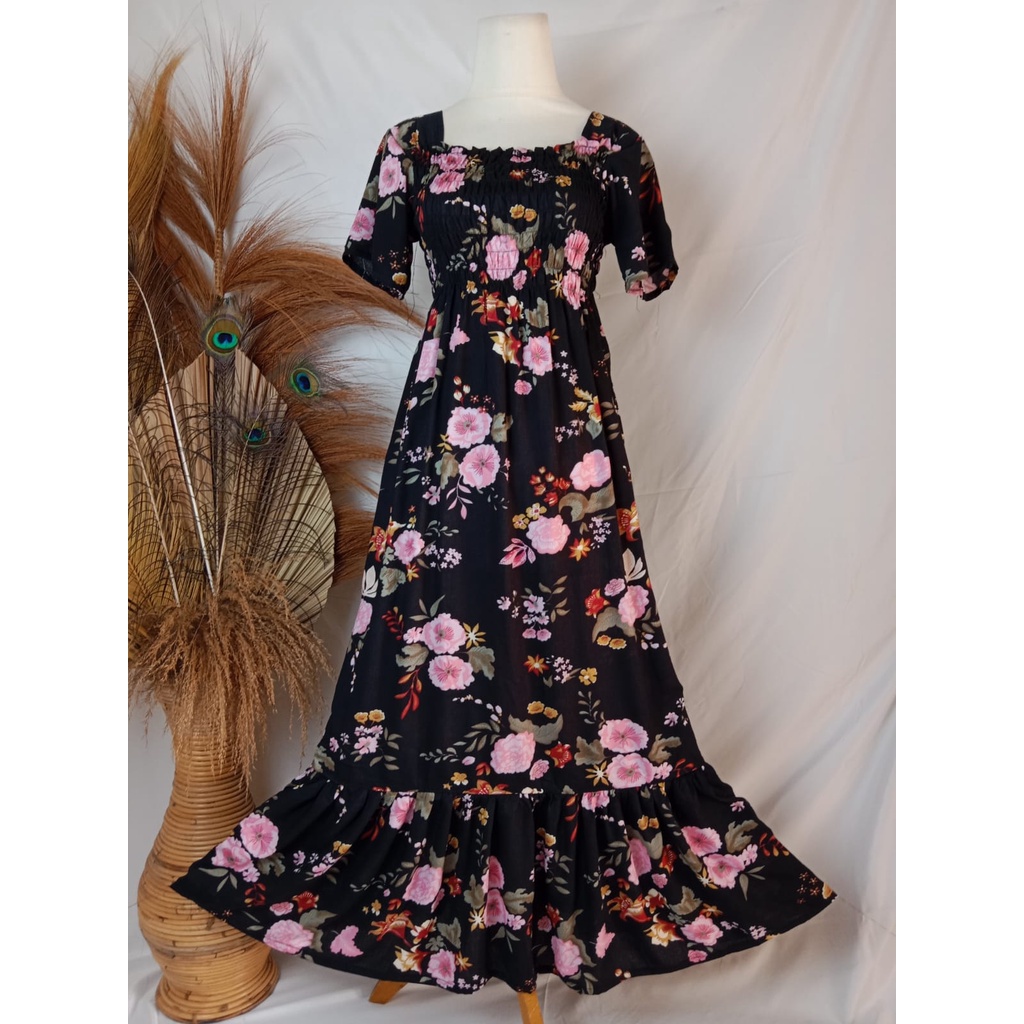 VANESSA REMPEL/ DASTER KERUT DADA REMPEL / DASTER SMOK-POPPY HITAM