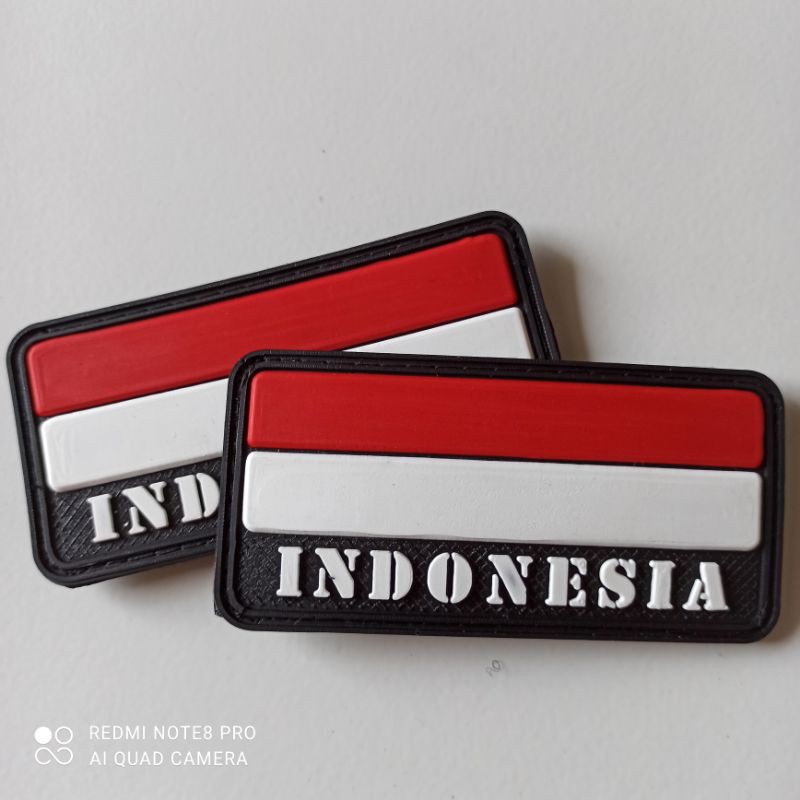 PATCH RUBBER BENDERA INDONESIA TULISAN BESAR 10X5/TEMPELAN KARET EMBLEM