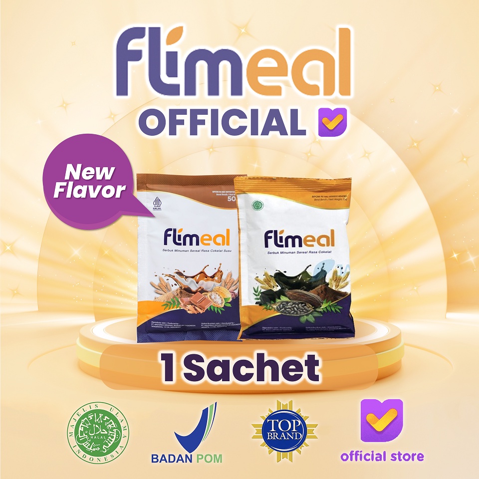 Flimeal 1 Sachet Makanan Diet Rendah Kalori Sereal Coklat Meal Replacement By Flimty Halal BPOM