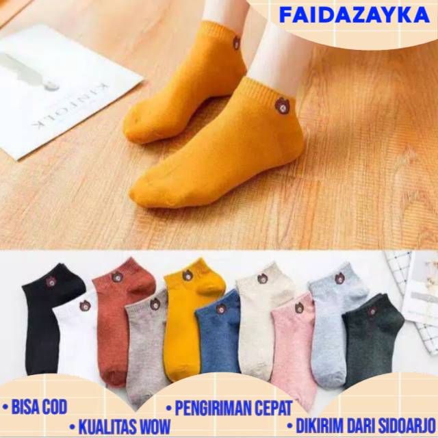 ZAYKA== Kaos Kaki Wanita Motif Beruang import Banyak warna dan lucu