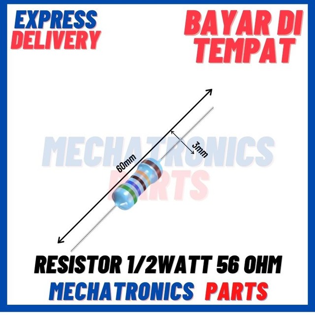 RESISTOR 1/2WATT 56OHM