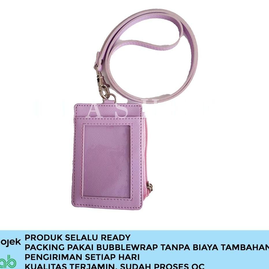 

Flash Sale Lanyard Resleting Name Tag Seleting ID Card Holder Zipper Kulit TerPU Leather Lanyard NameTag