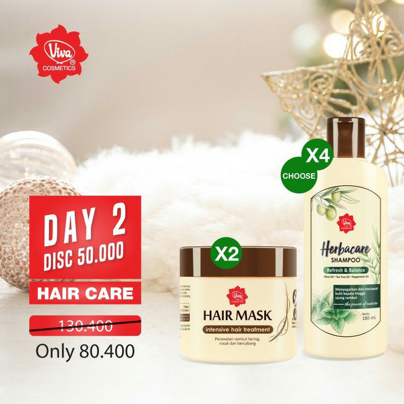 Paket Perawatan Rambut Shampoo Sampo Herbacare Hair Mask Care Viva