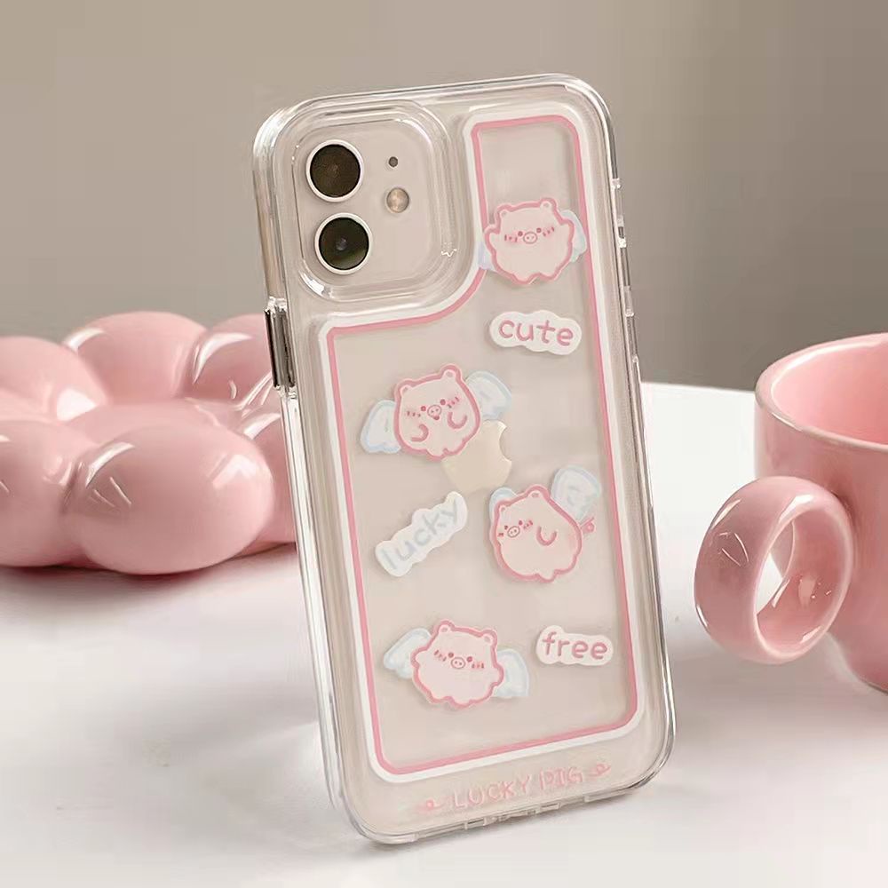 Case Pelindung Bahan Akrilik Transparan Motif Babi Untuk iPhone 13 Pro 13prm 11 7Plus 8Plus Xr XS 13 12 Pro Max