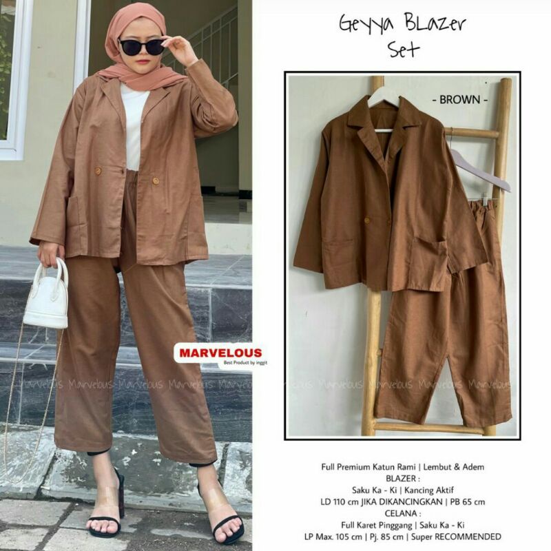 SET Blazer dan Celana  Geyya