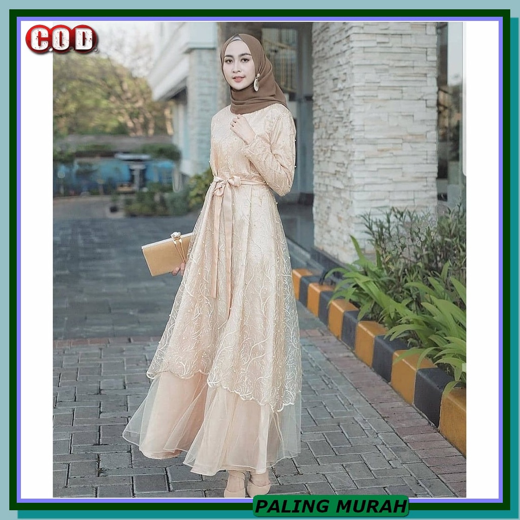 Terlaris  Baju Gamis Abg Wanita Remaja Baju Muslim Kekinian Wan DD215 [R.A] Jildan Dress Muslim