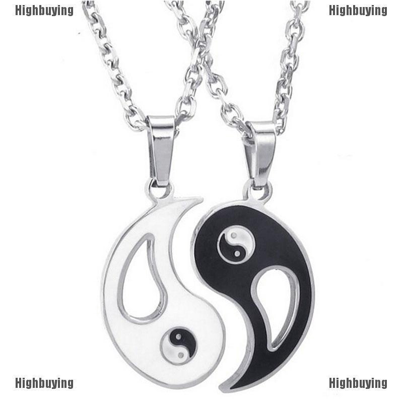 2pcs Kalung Persahabatan Liontin Yin Yang Warna Hitam Putih Untuk Pasangan