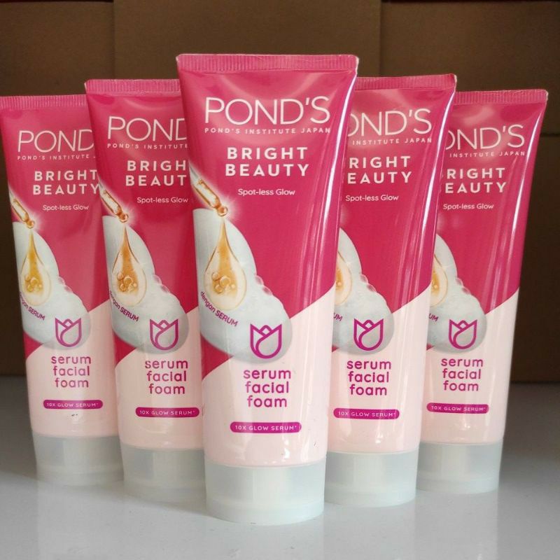 Sabun Cuci Muka Ponds Bright Beauty Serum Facial Foam 100 gr dan Glow and Lovely Brightening Multi Vitamin Spot Less Glow Facial Wash 100 Gram Sabun Muka Fair &amp; Lovely Glowing Bebas Noda Hitam 100gr Pencerah Wajah 100gram Pemutih Kulit Whitening