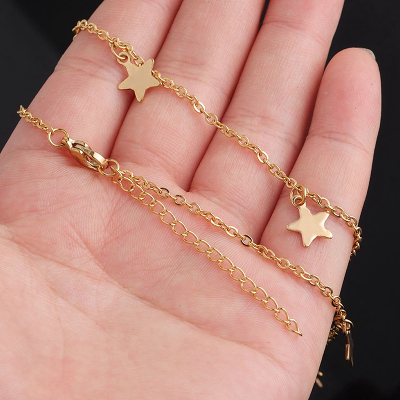 Kalung Choker Rantai Liontin Bintang Lima Sudut Gaya Korea Untuk Wanita