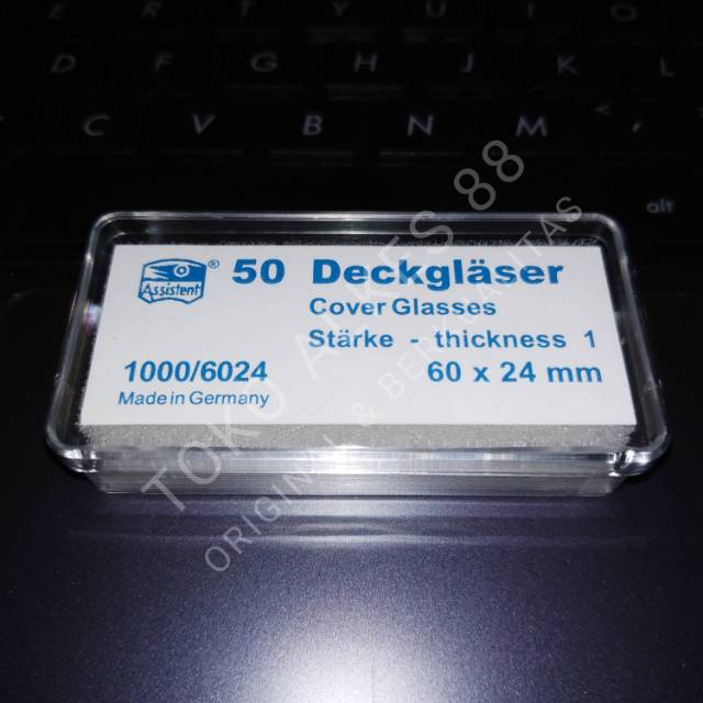 Cover Glass Deck Glass 60 x 24 mm 24 x 60 mm Kaca Penutup Preparat Mikroskop Assistent Assistant
