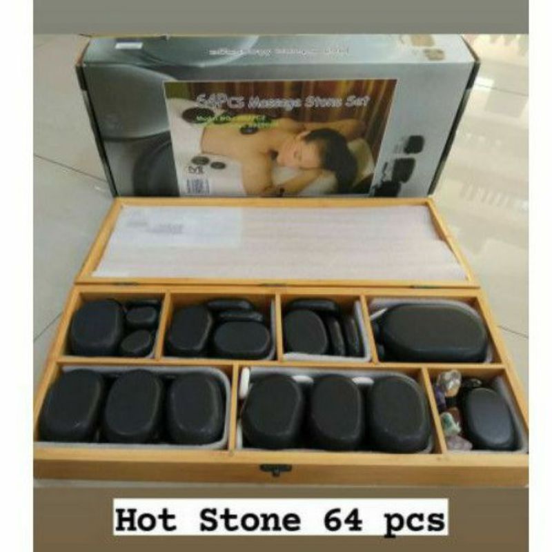 Batu panas hot stone 64 pcs / batu massage hot stone / Spa Hotstone