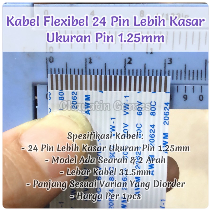 Kabel Flexibel 24 Pin Lebih Kasar Model &amp; Panjang Varian Jarak 1.25mm