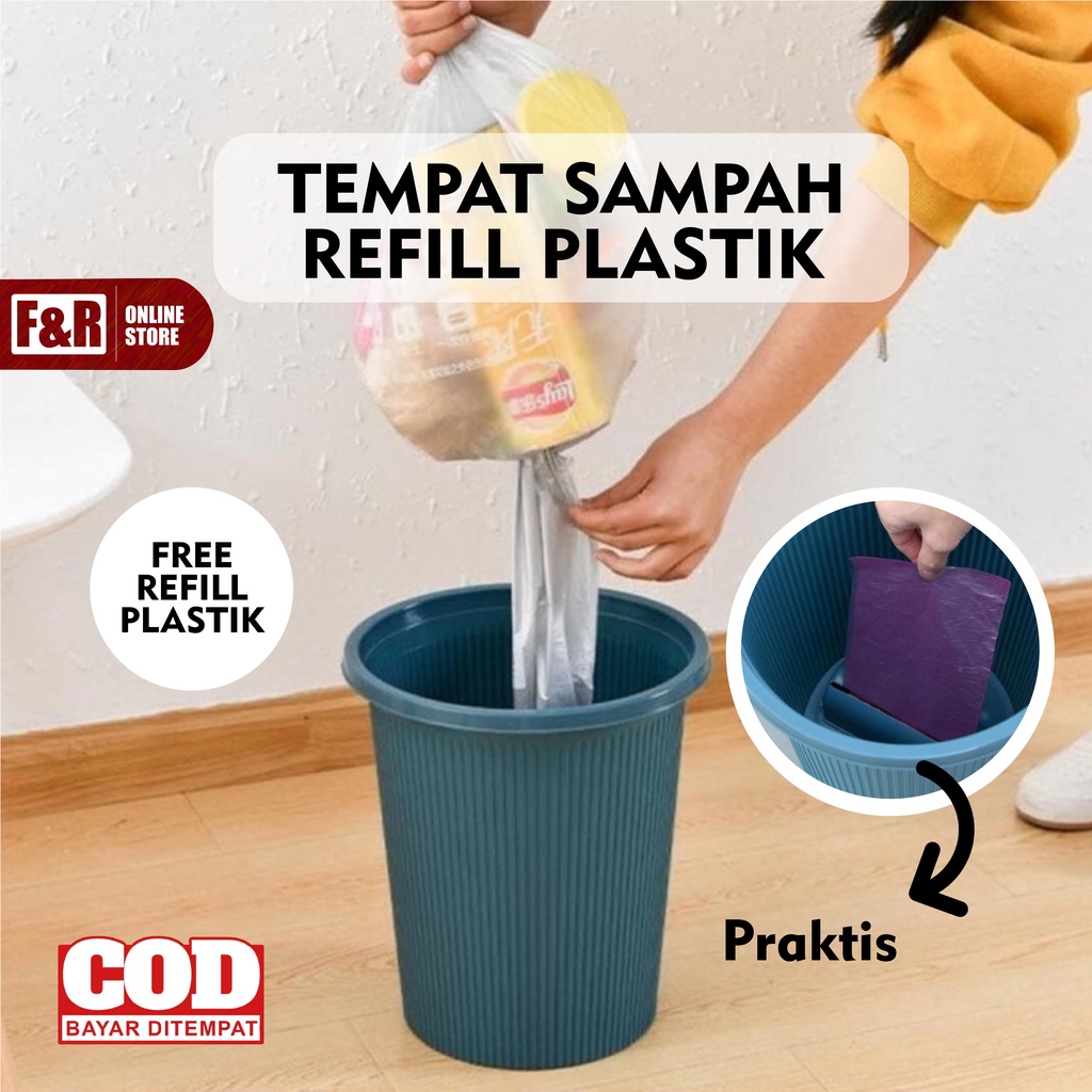 Tong Sampah Portable dengan Tempat Kantong Plastik Sampah Refill Isi Ulang Roll Gulungan Otomatis