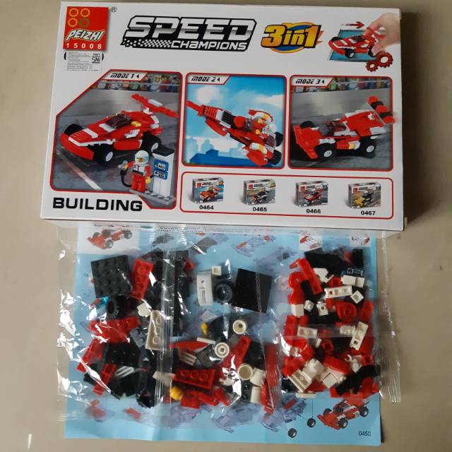 Block Mobil Balap 3 in 1 Speed Champions Car 144 pcs Brick Balok Susun Peizhi