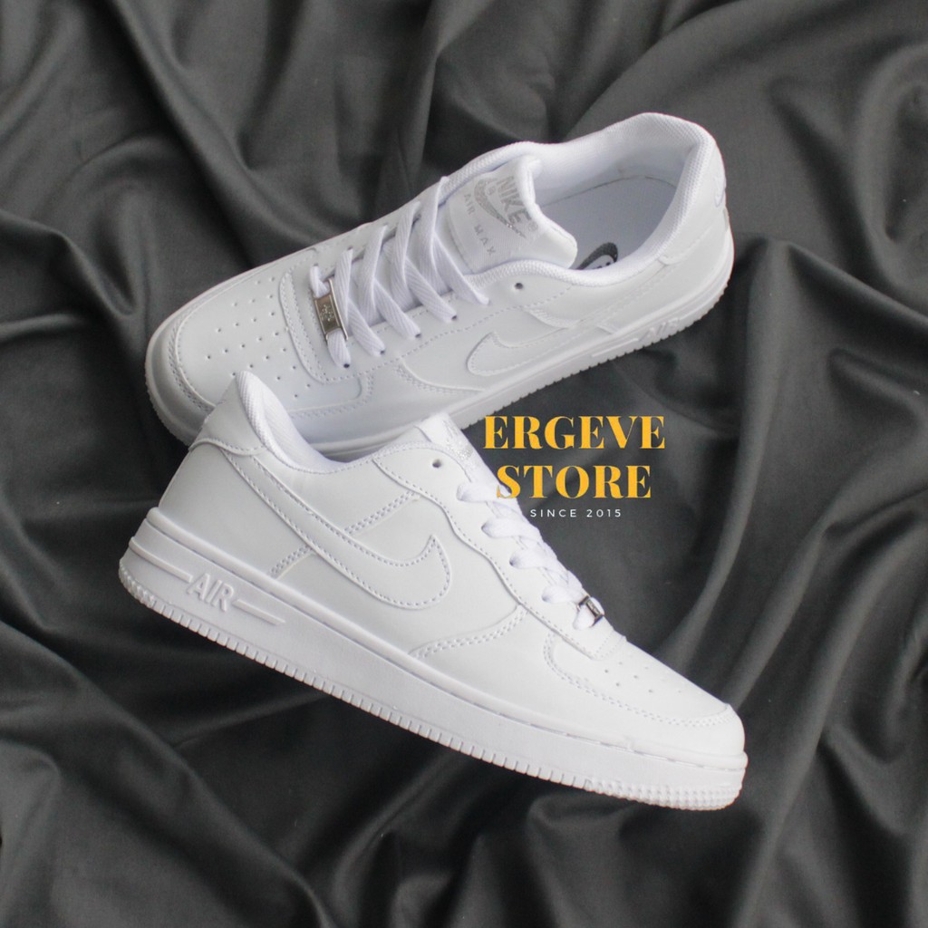 MAN &amp; LADIES SEPATU PUTIH AIR FORCE 1 LV8 MID LOW PUTIH POLOS WANITA SNEAKERS FULL WHITE BROWN