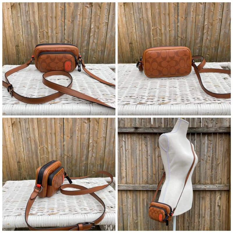 COACH 1217 MINI EDGE DOUBLE POUCH CROSSBODY SIGN REDWOOD