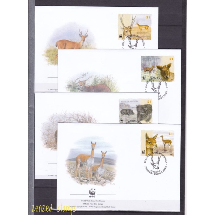 

F001 Perangko FDC Argentina 2002 Fauna WWF Set 4 Pcs