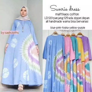 Gamis Kaos Merlin Sunrie Dress - Gamis Kaos - Bahan Kaos - Gamis Batik - Gamis Murah