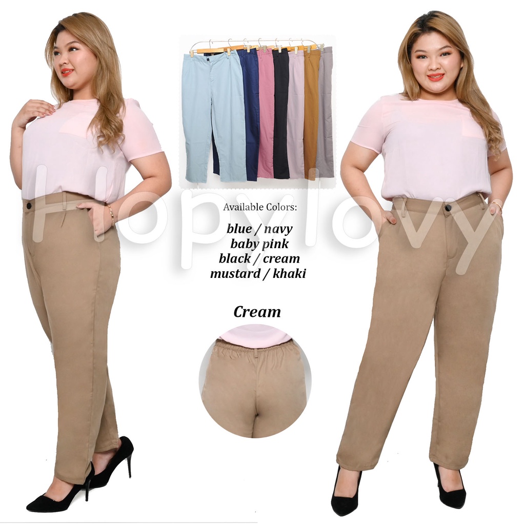 HOPYLOVY JUMBO Celana Baggy Pants Wanita Jumbo Premium / Celana Bahan Panjang Wanita Muat Sampai 100KG