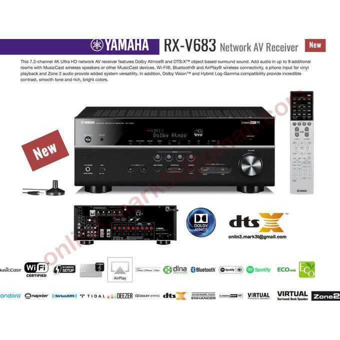 E0809 Yamaha Rx V683 Rxv683 Home Theater Receiver Amp Sl Denon Onkyo Marant New