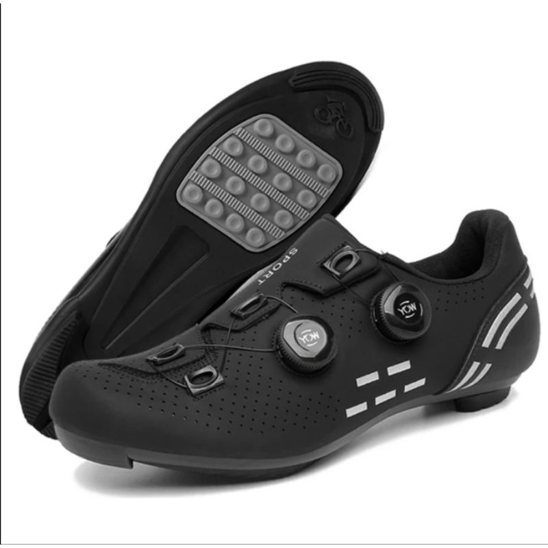 Sepatu Sepeda NON Cleat BOA Cycling Shoes Sepatu Gowes Sepeda Lipat MTB Roadbike Hitam