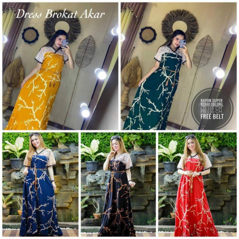 Daster Arab/daster Viral/Dress Burkat Motif Akar
