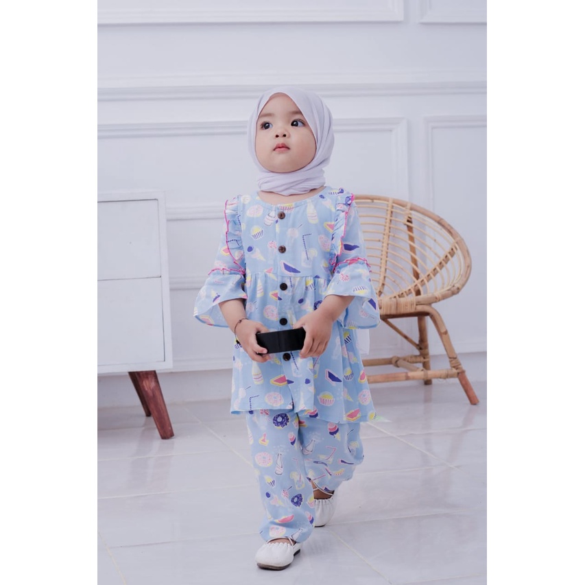 Plazababyku RZ JASMEEN ONE SET setelan bayi motif bunga yang lucu