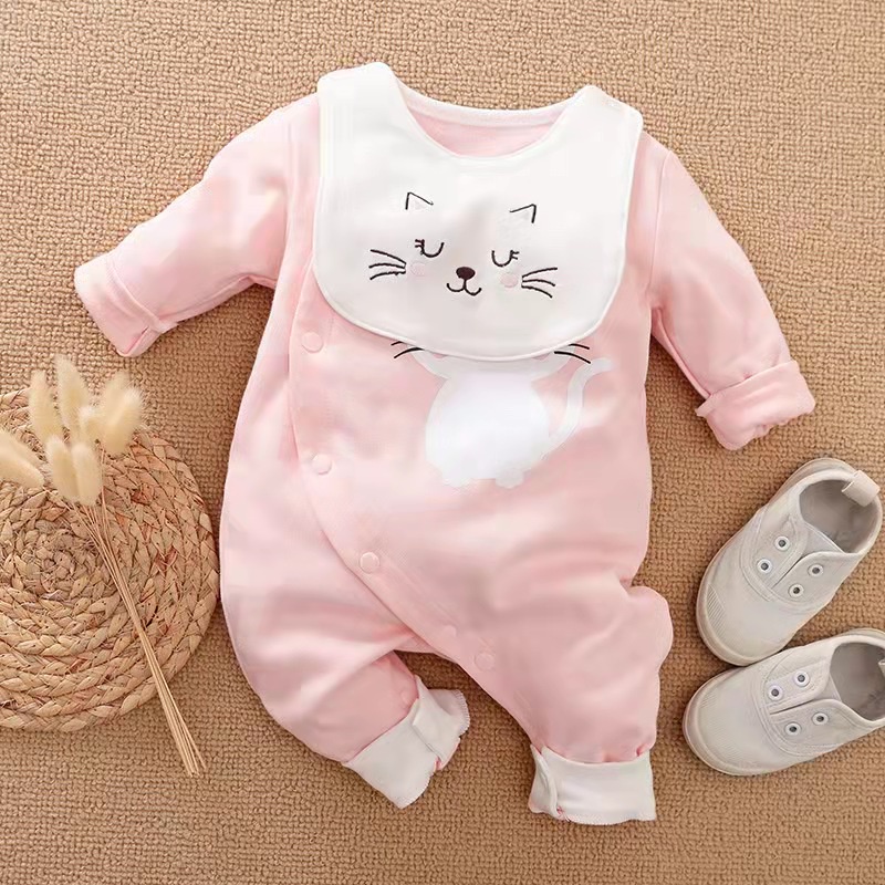 Jumper Bayi Free Celemek Import / Newborn Baby Polo Jumper Red Bib Impor Quality / Pakaian Romper Setelan Bayi Merah Lengan Panjang Lucu