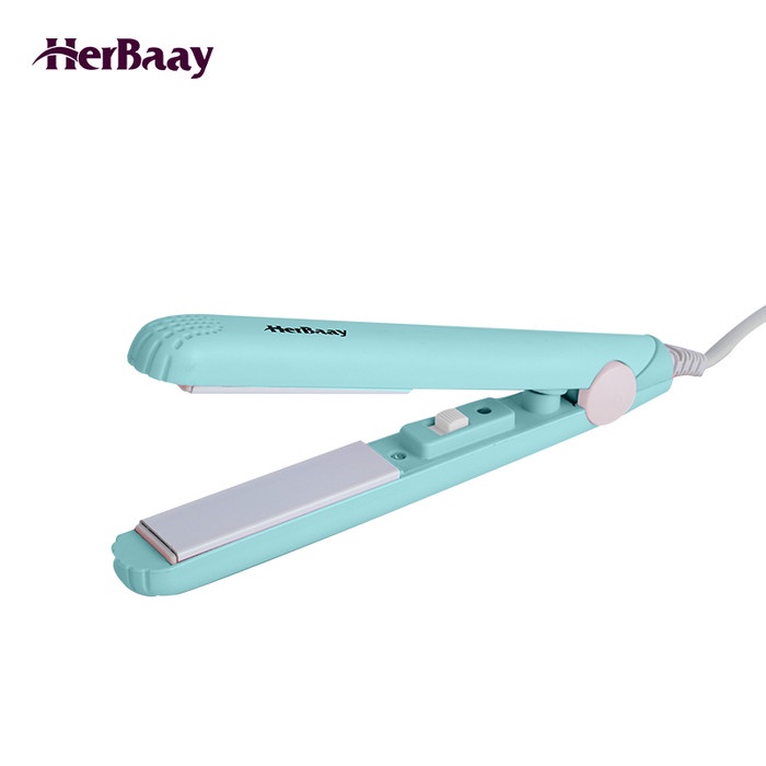 Catokan rambut HerBaay Mini splint MNSH4001 Multifungsi Pelurus Pengeriting blue Hair straightener T