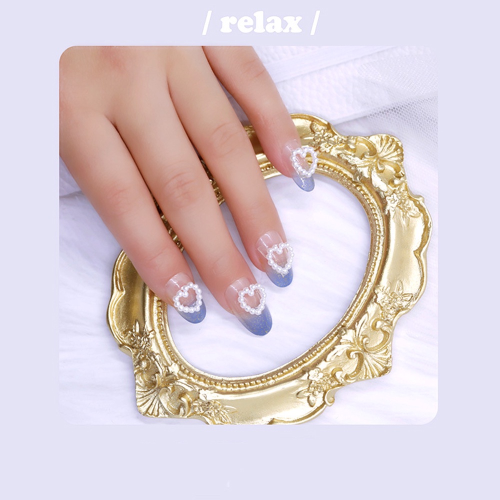 MXBEAUTY White 3D Nail Jewelry Vintage Manicure Accessories Pearl Nail Art Decoration Japanese Style Fashion Charm 20pcs Heart-shaped Design DIY Nail Art
